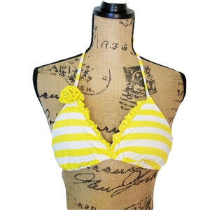 Vintage Candie's Yellow & white stripe String bikini top Size Medium